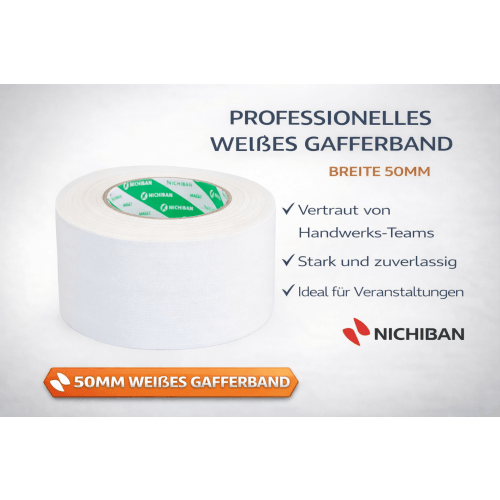 Nichiban&reg;-Gaffa Tape 50mm x 50mtr. Wei&szlig;. 1 Rolle