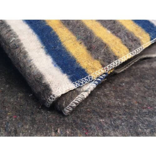 Verhuisdekens 150 x 200 cm grijs met blauw/gele banen - 10 stuks