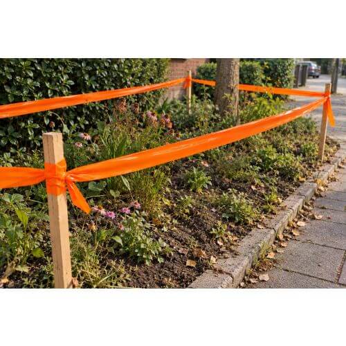 Orange barrier tape 75mm x 250mtr