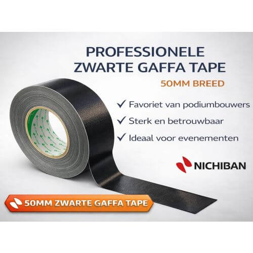 Nichiban&reg; tape 50mm x 50mtr - Zwart - 1 rol